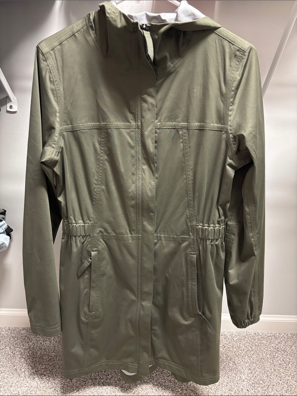 The North Face Olive Green Hooded Trench Coat